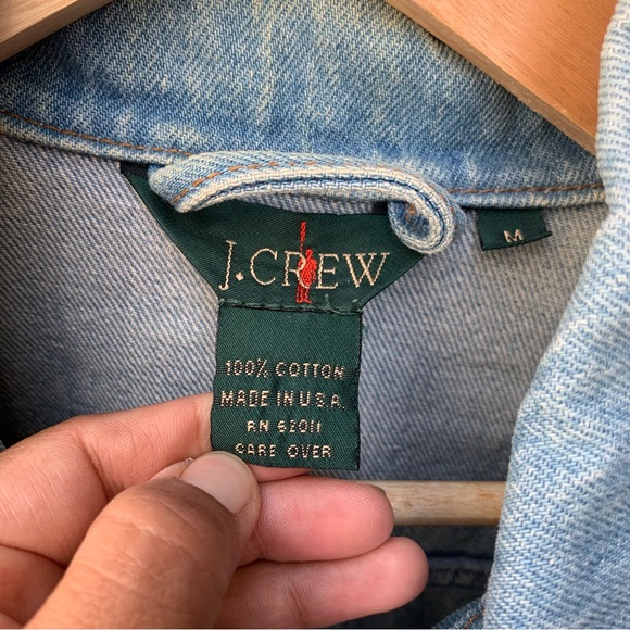 Vtg J Crew Denim Trucker Jean Jacket Mens Medium USA Made Green Label - Picture 4 of 14